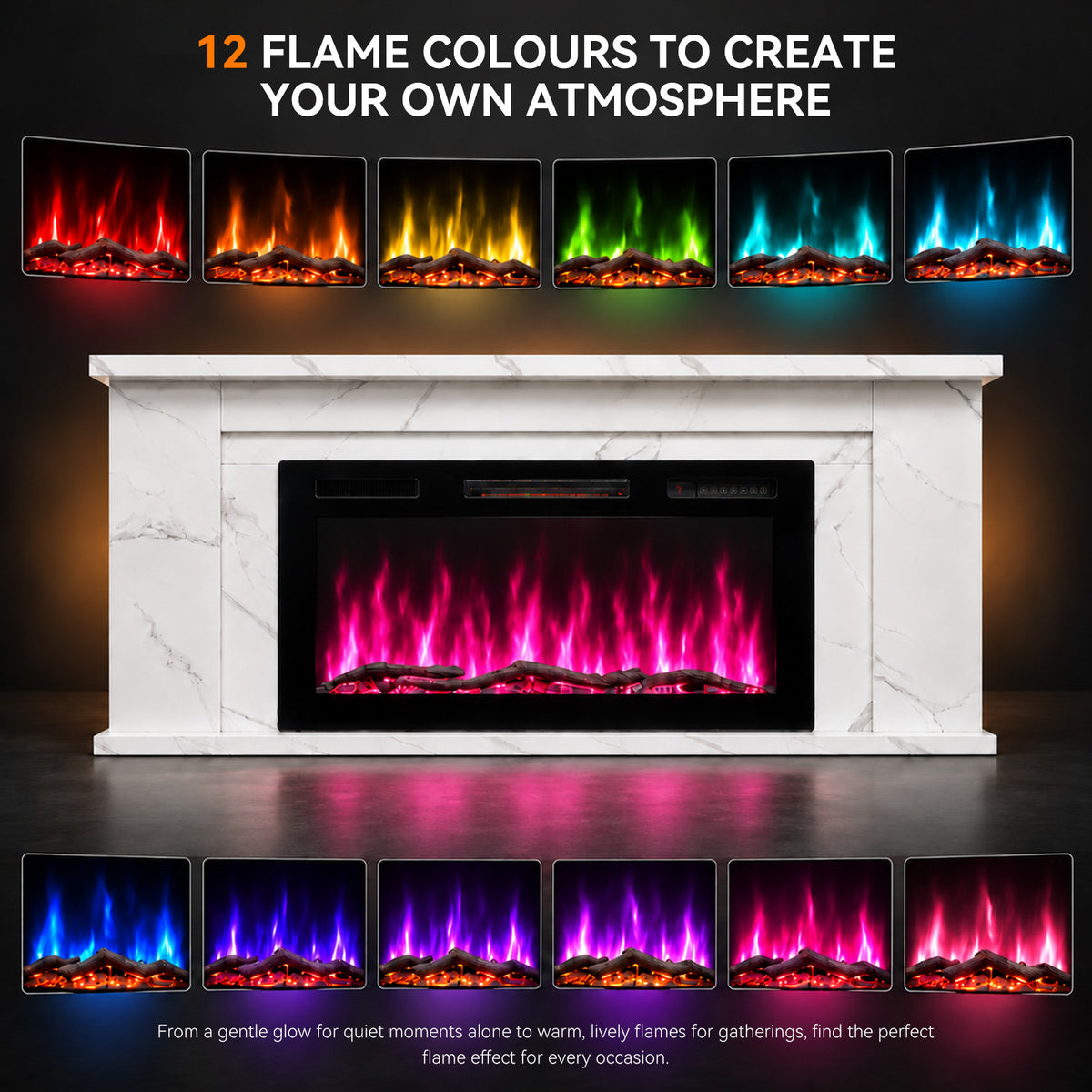 Electric Fireplace Cabinet with Remote Control — 14″ to 50″
