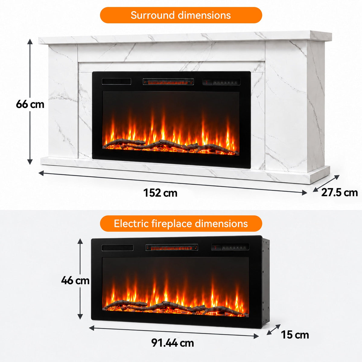 HOMAVO 36 in white app cabinet electric fireplace - image 10