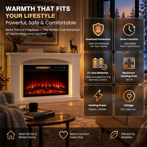 Electric Fireplace Cabinet with Remote Control — 14″ to 50″