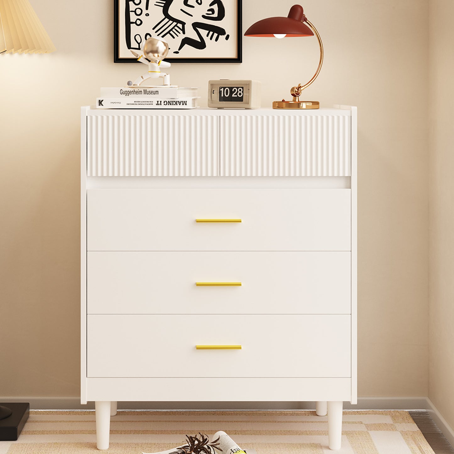 HOMAVO Modern Chest of Drawers 74×90cm – 5 Spacious Drawers, Easy-to-Clean Surface, Stylish Storage Cabinet