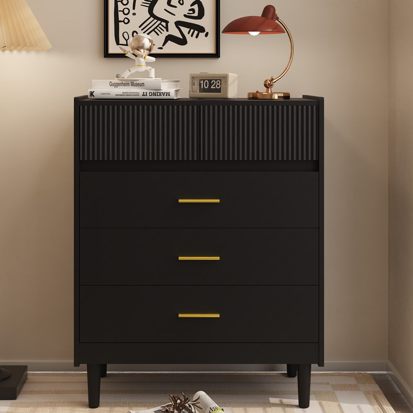 HOMAVO Modern Chest of Drawers 74×90cm – 5 Spacious Drawers, Easy-to-Clean Surface, Stylish Storage Cabinet