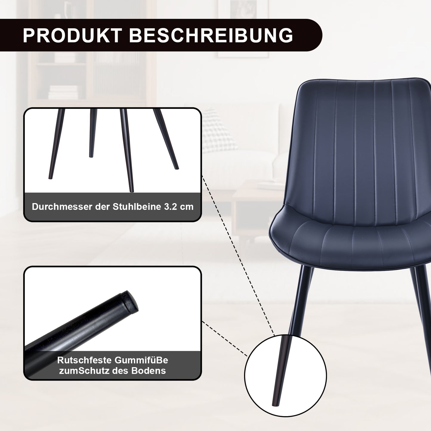 HOMAVO 5-Piece Dining Set – 4 Velvet/PU Chairs + 140cm Rectangular Table