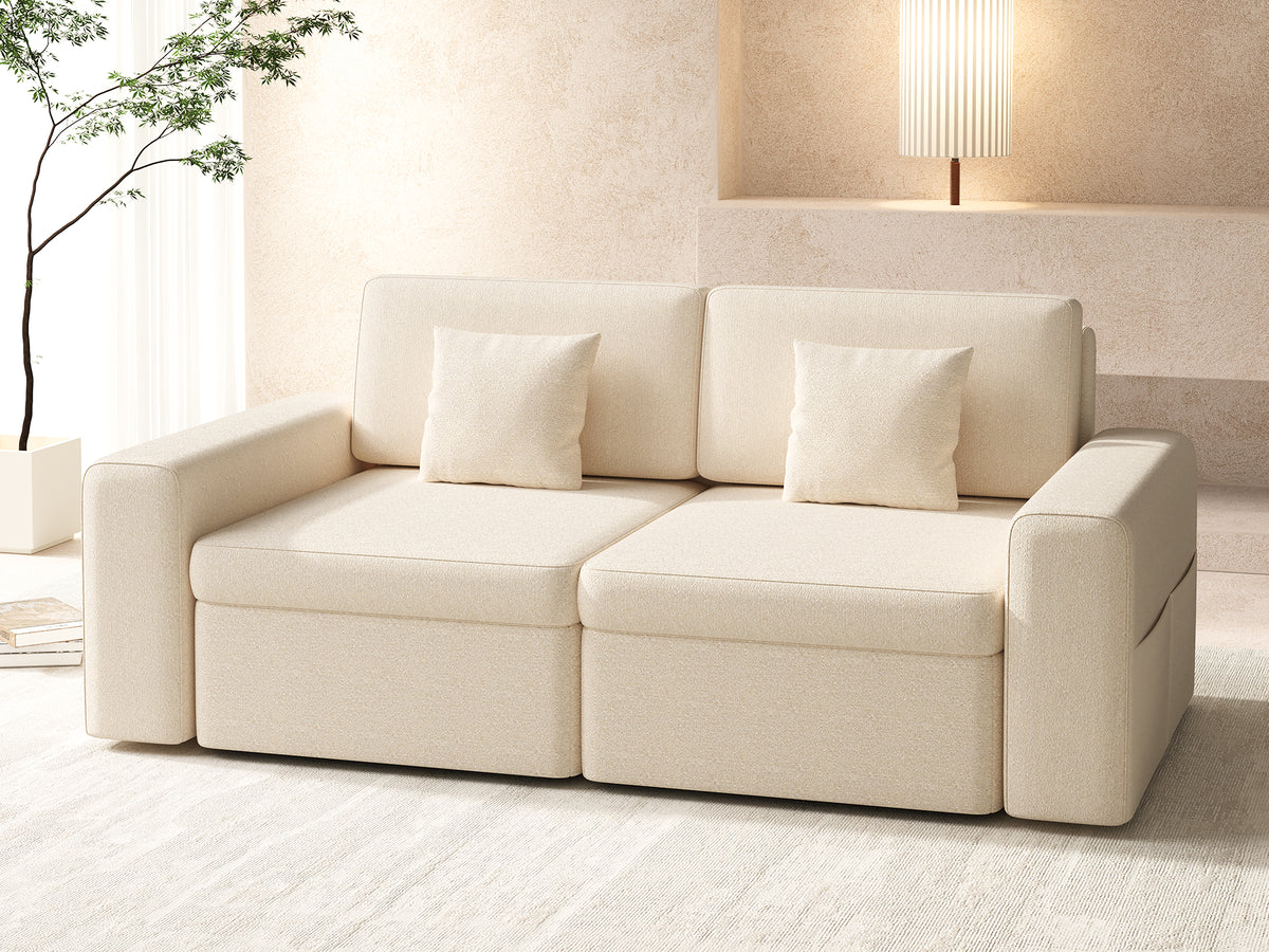 Modular L-Shaped Sleeper Sectional Sofa with Storage, Reversible Ottoman, Chenille Upholstery & Pillows – No Assembly Required