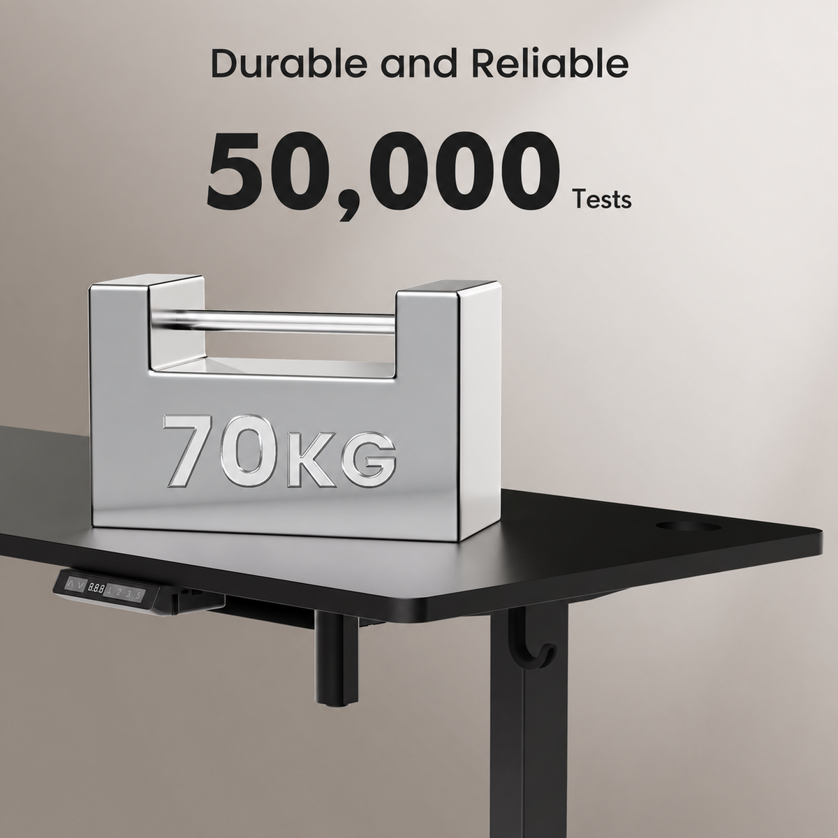Plus Electric Standing Desk with USB-A & Type-C Charging, 70–117 cm