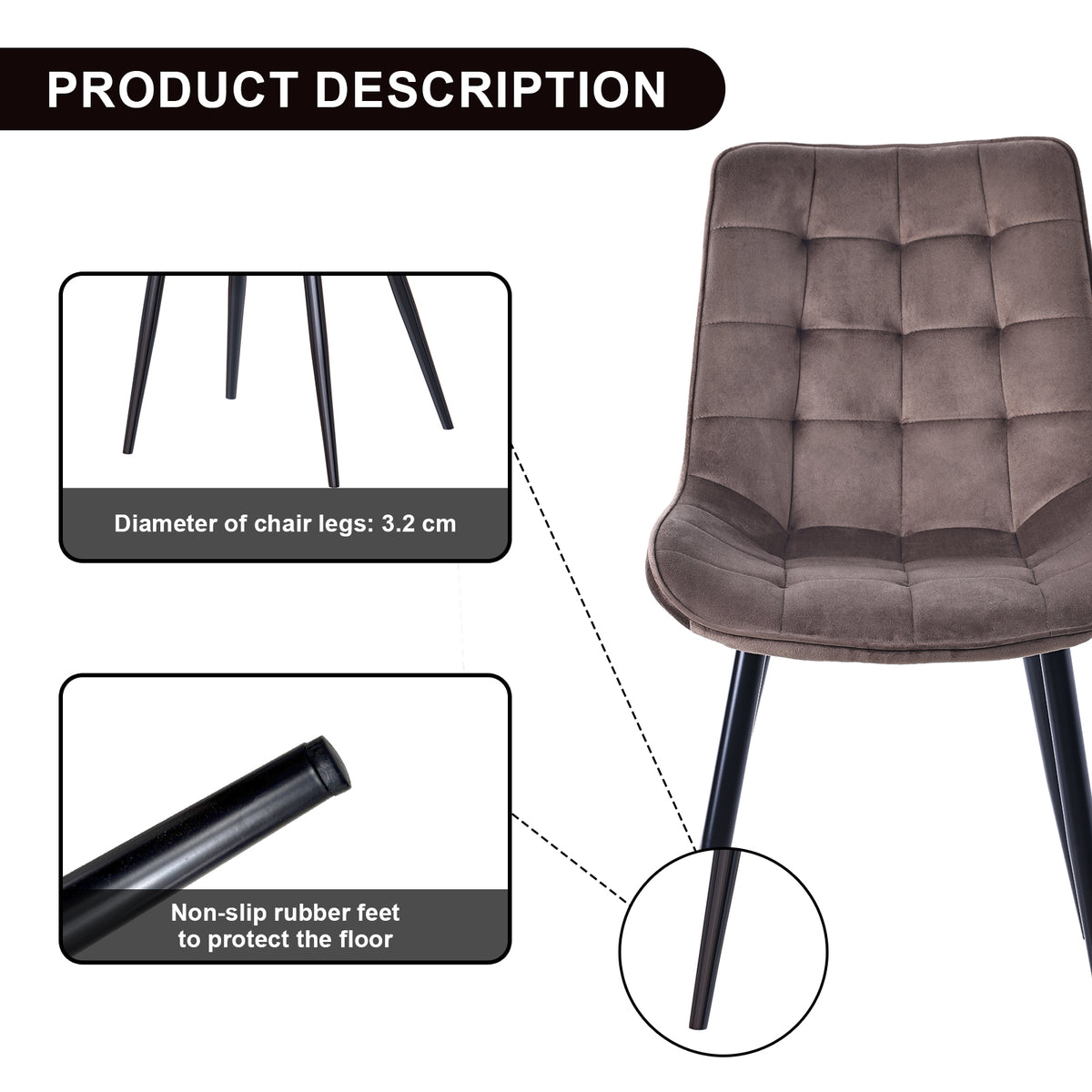 Upholstered Armless Dining Chairs – Sets of 2, 4 or 6