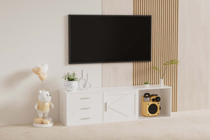 Modern TV Stand with Sliding-Door Storage, 160–180 cm