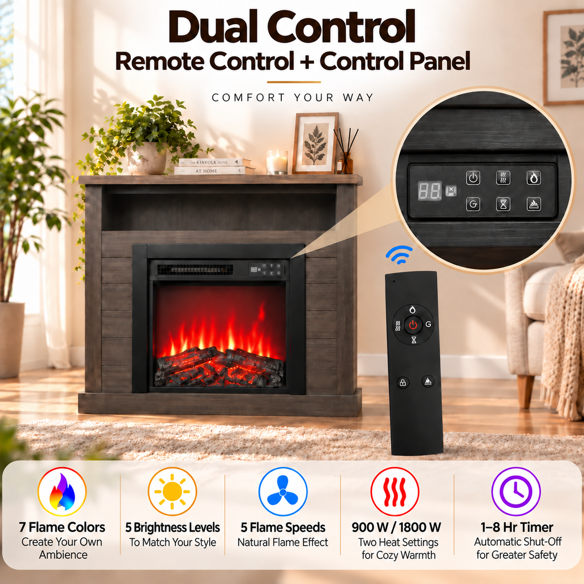 HOMAVO 18 in gray storage cabinet electric fireplace - image 4