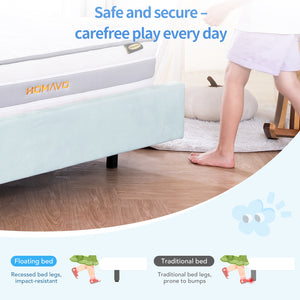 Blue & Pink Cloud-Shaped Floating Kids Bed with LED Music Light