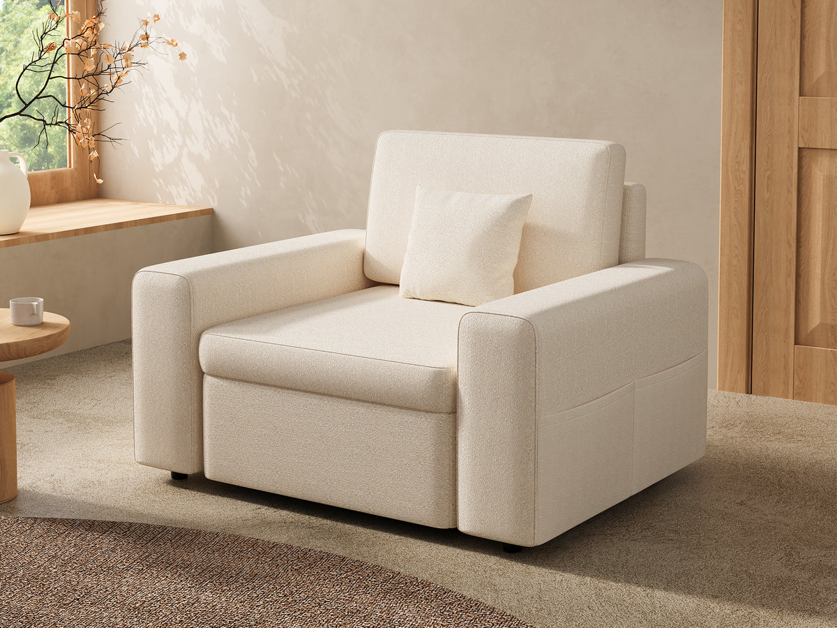 Modular L-Shaped Sleeper Sectional Sofa with Storage, Reversible Ottoman, Chenille Upholstery & Pillows – No Assembly Required