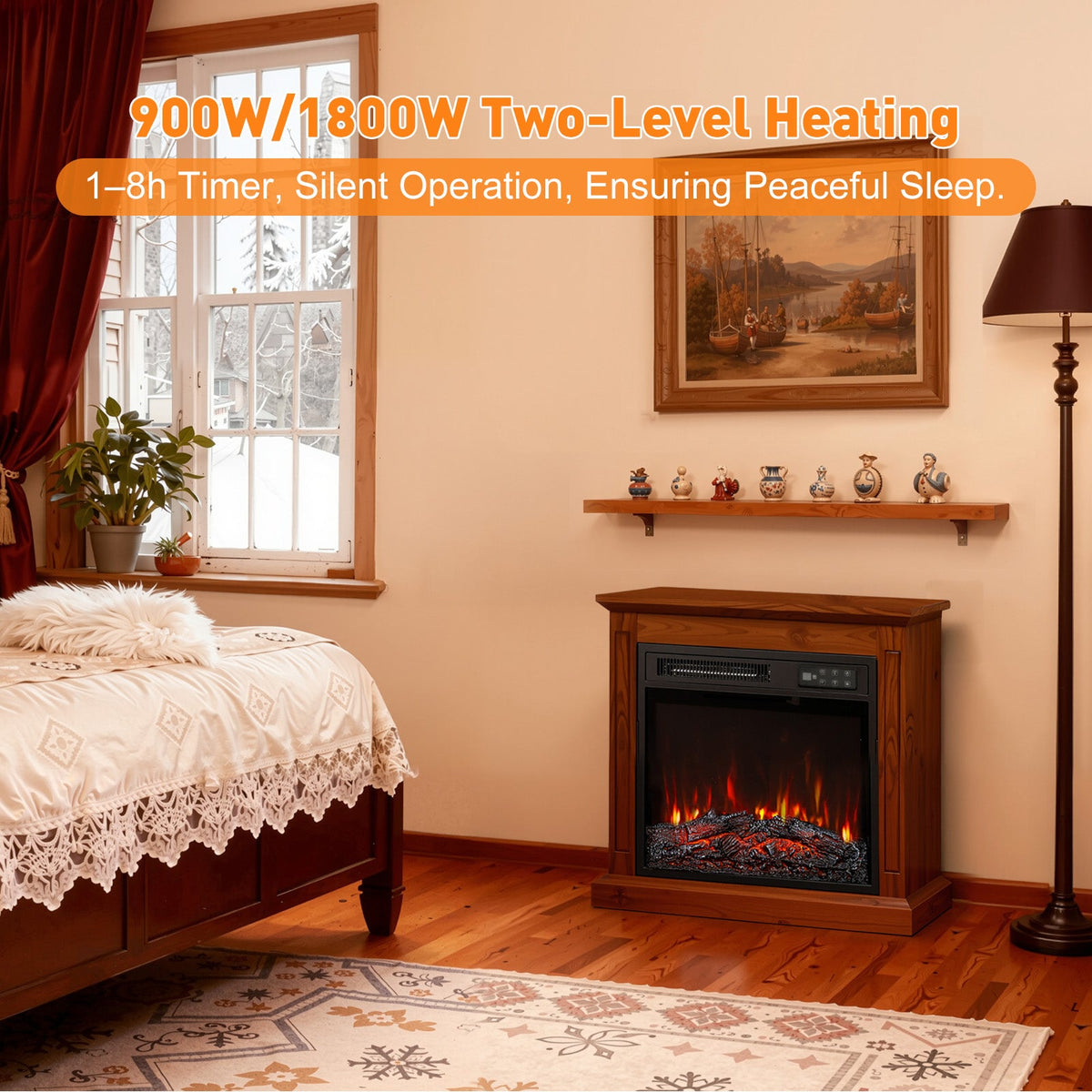 HOMAVO 18 in dark brown cabinet electric fireplace - image 4