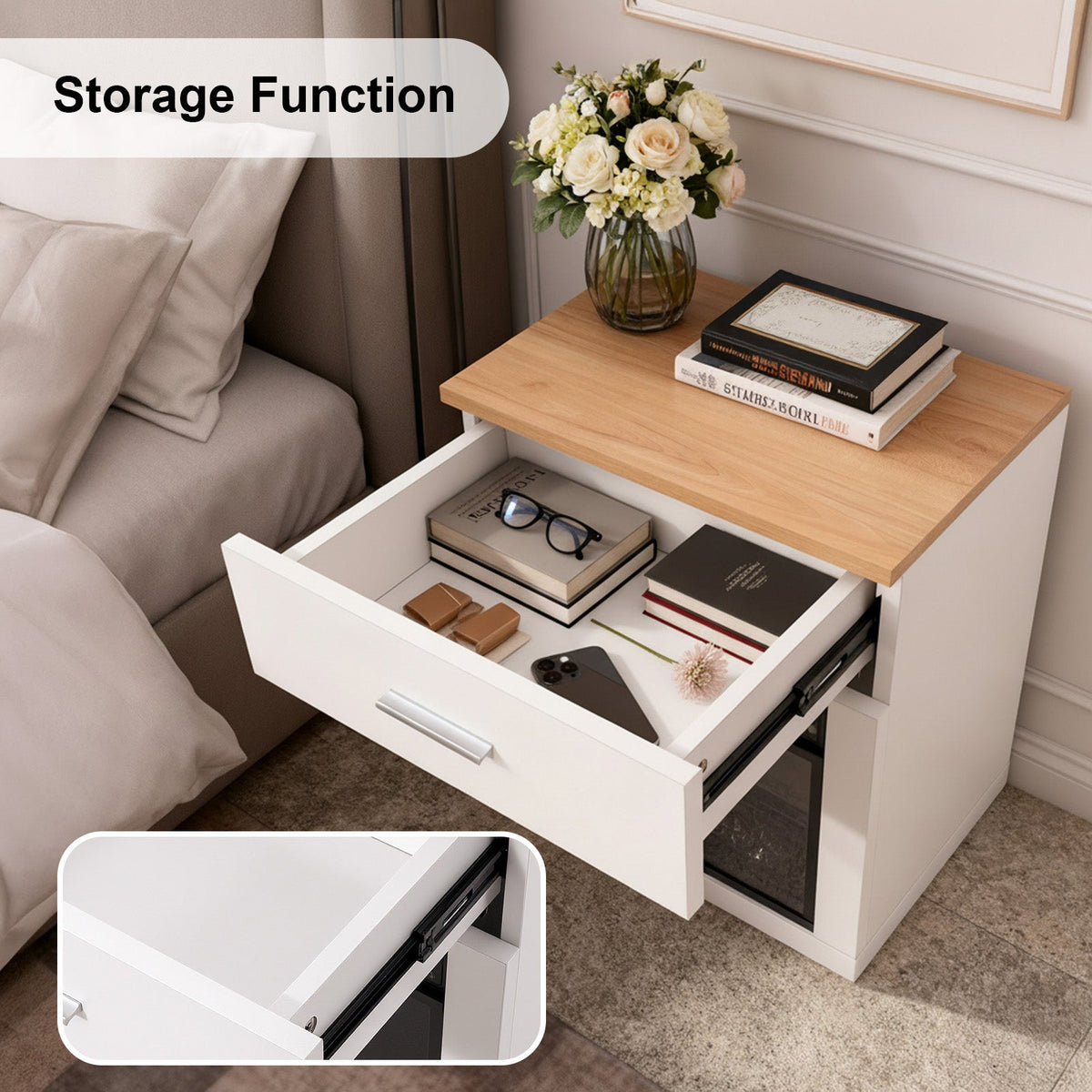HOMAVO 14 in white side table electric fireplace - image 6