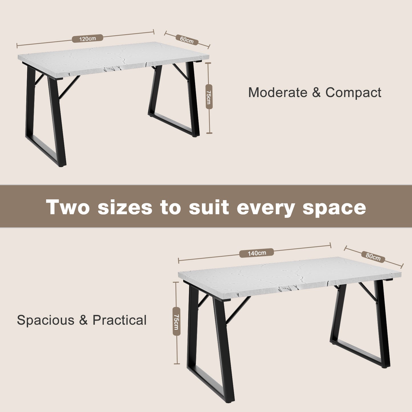 HOMAVO 5 Piece Dining Set — Comfortable 360° Swivel Dining Chairs, Includes 140×80cm Dining Table, Sturdy Metal Frame, Medium-Density Fibreboard Tabletop, Velvet or Faux Leather