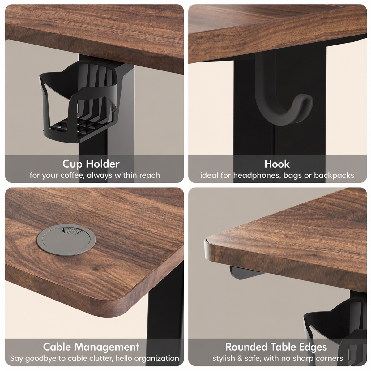 Plus Electric Standing Desk with USB-A & Type-C Charging, 70–117 cm