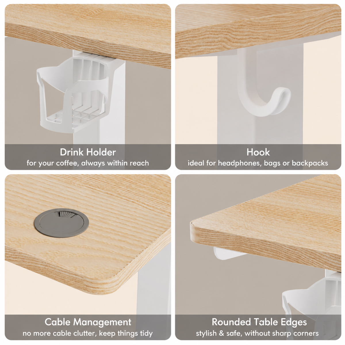 Plus Electric Standing Desk with USB-A & Type-C Charging, 70–117 cm