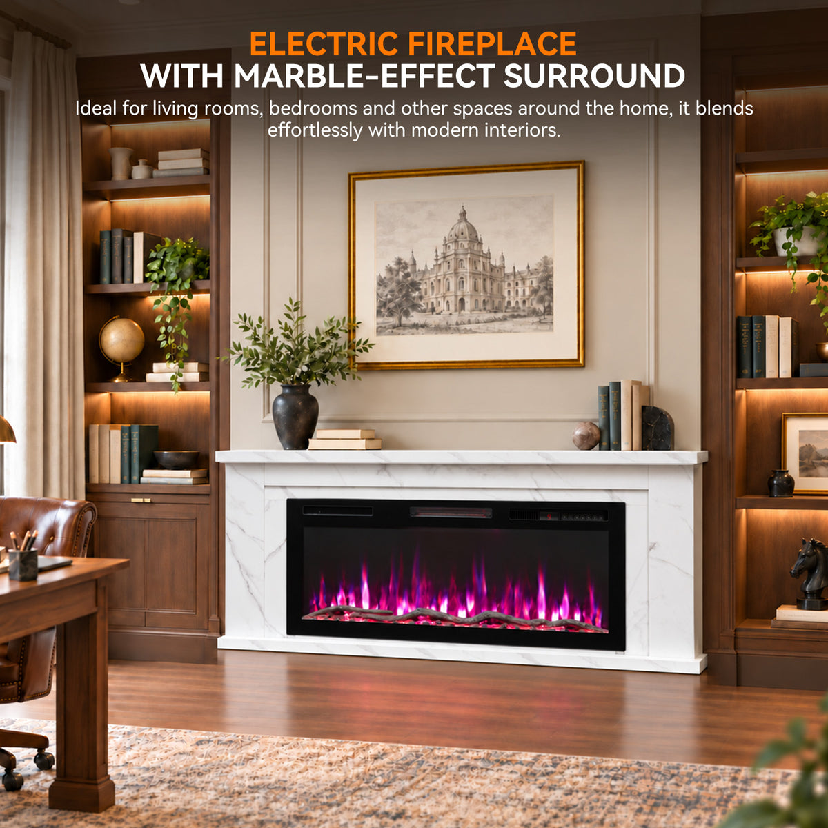 Electric Fireplace Cabinet with Remote Control — 14″ to 50″