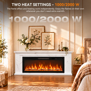 Electric Fireplace Cabinet with Remote Control — 14″ to 50″