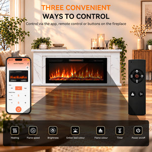 Electric Fireplace Cabinet with Remote Control — 14″ to 50″