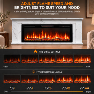 Electric Fireplace Cabinet with Remote Control — 14″ to 50″
