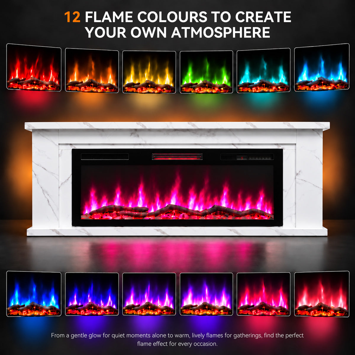 Electric Fireplace Cabinet with Remote Control — 14″ to 50″