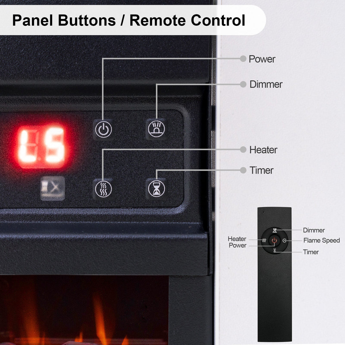 HOMAVO 14 in white side table electric fireplace - image 7