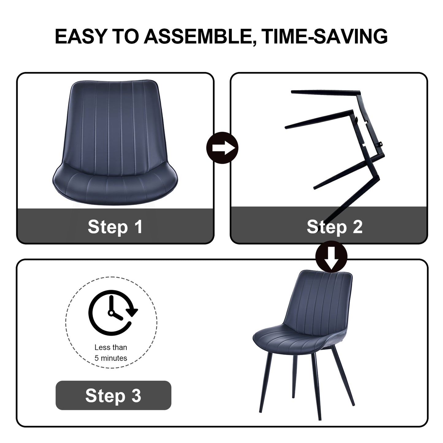 HOMAVO Set of 2 Modern Dining Chairs – Ergonomic Upholstered Chairs for Dining Room, Living Room, or Office (Seat 47×43 cm)