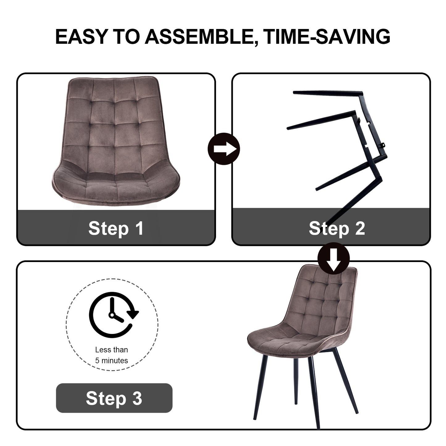 HOMAVO Set of 2 Modern Ergonomic Dining Chairs – Comfortable 47×43 cm Seat for Dining Room, Living Room & Office