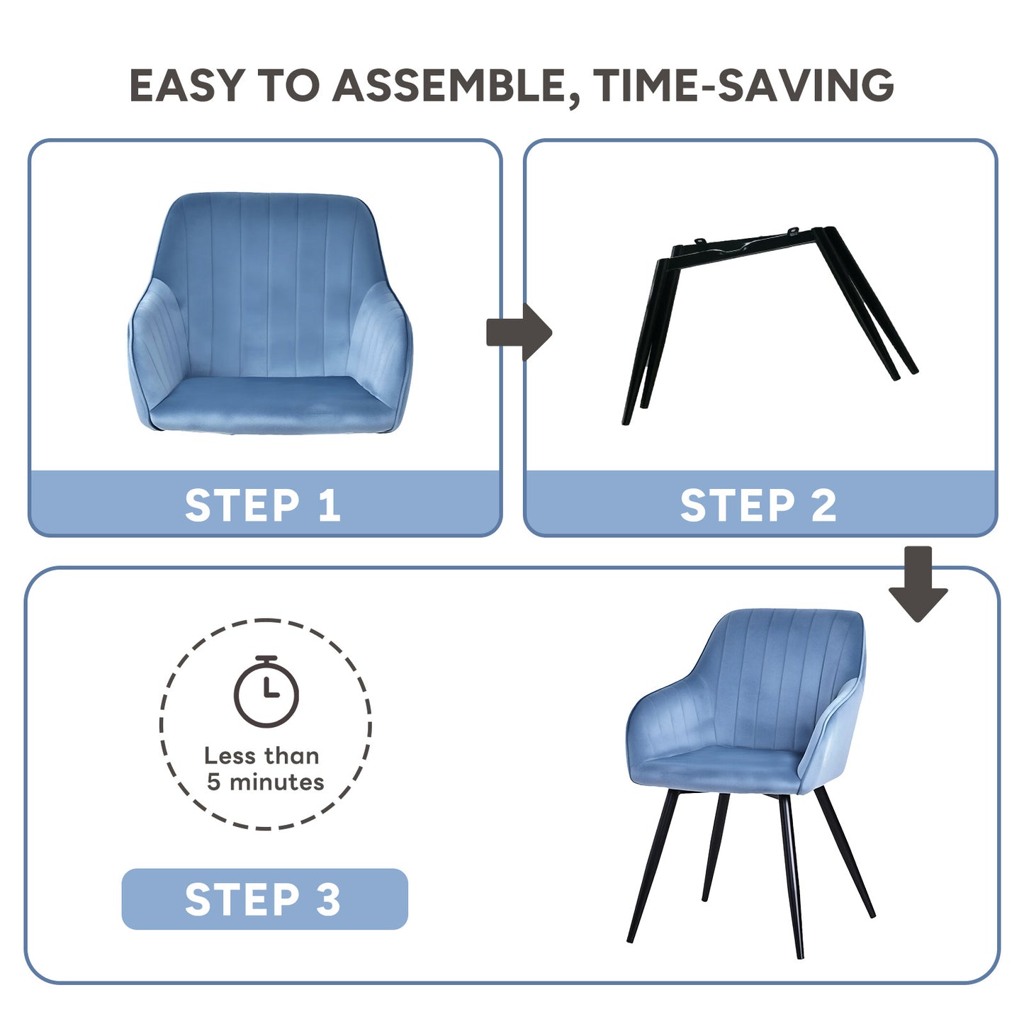 HOMAVO Set of 2 Modern Ergonomic Dining & Office Chairs – Comfortable Living Room Seating