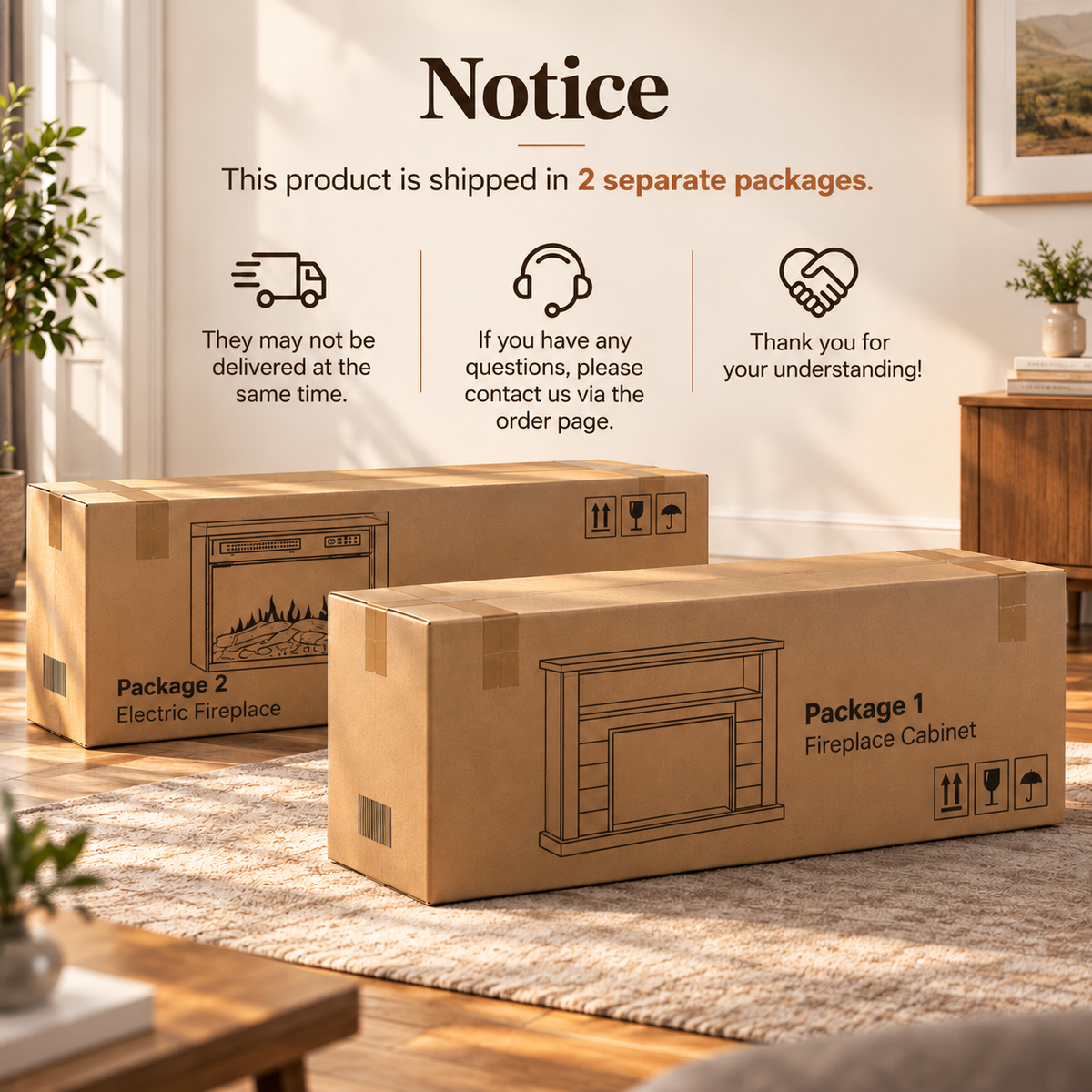 Electric Fireplace Cabinet with Remote Control — 14″ to 50″