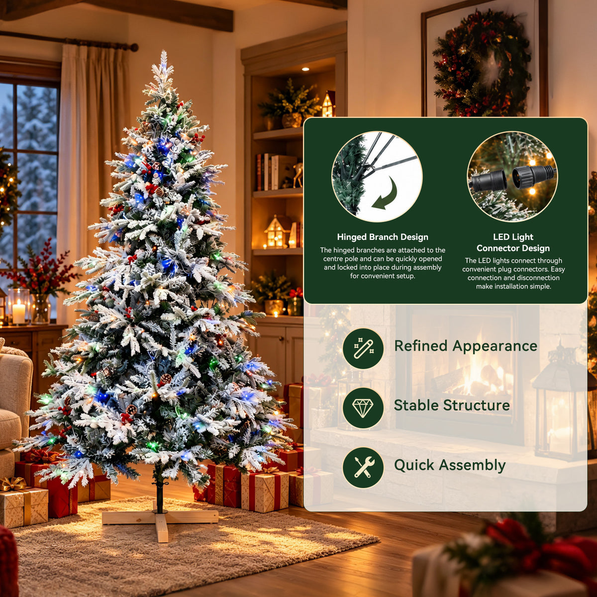 Snow-Flocked Artificial Christmas Trees