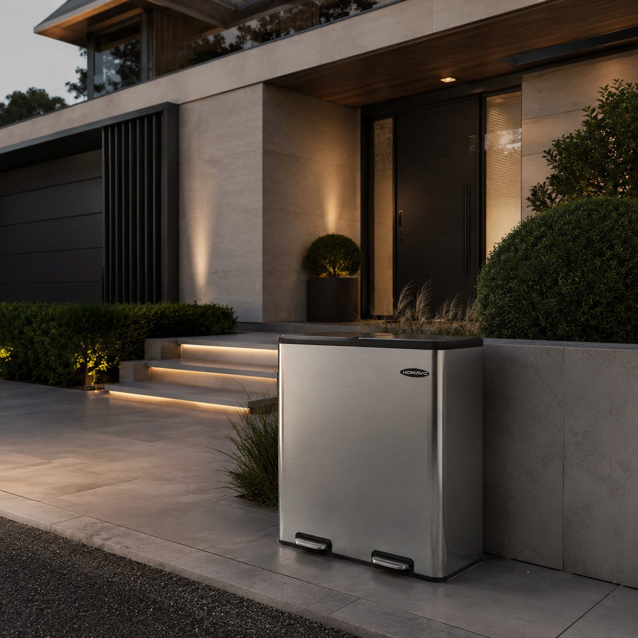 Dual-Compartment Trash Can with Odor Control, Including 1 Activated Carbon Filter