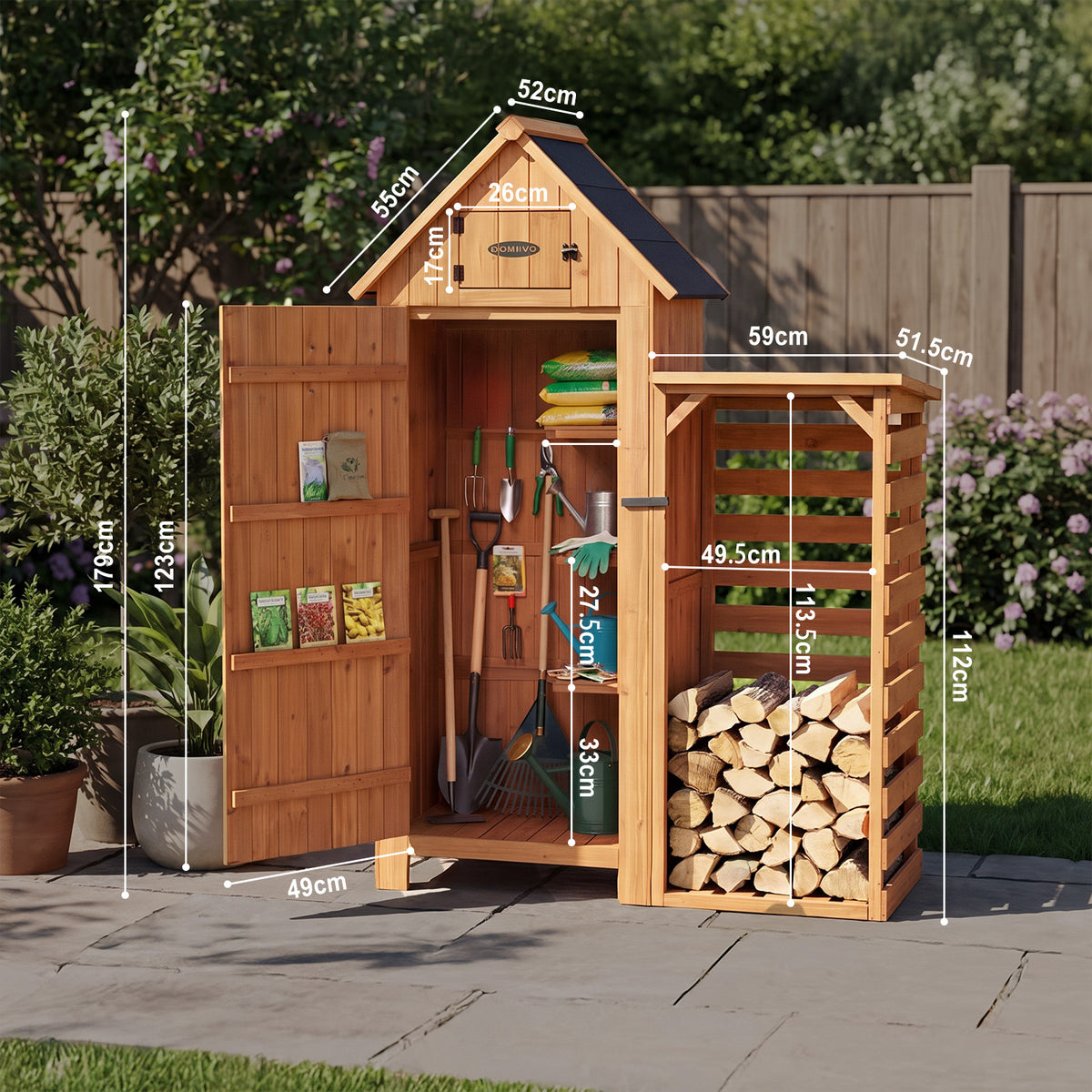Wooden Garden Storage Cabinets & Log Store