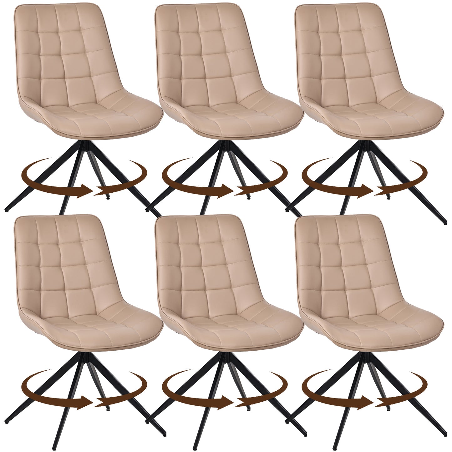 HOMAVO Set of 2 Modern Ergonomic Dining & Office Chairs – Comfortable 360° Swivel Chairs