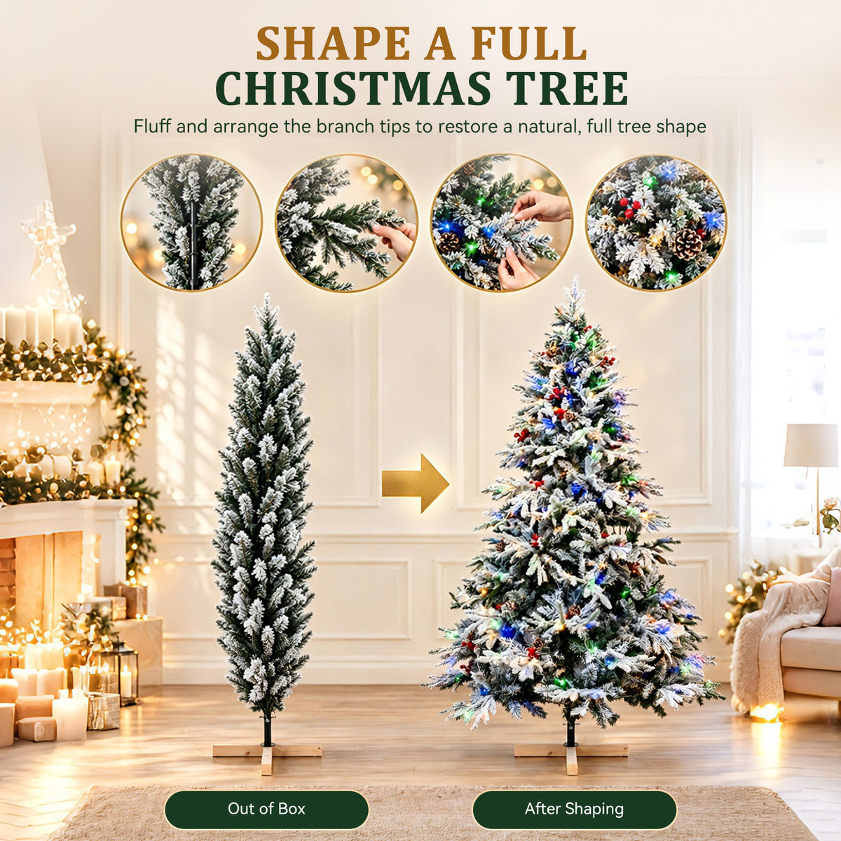 Snow-Flocked Artificial Christmas Trees