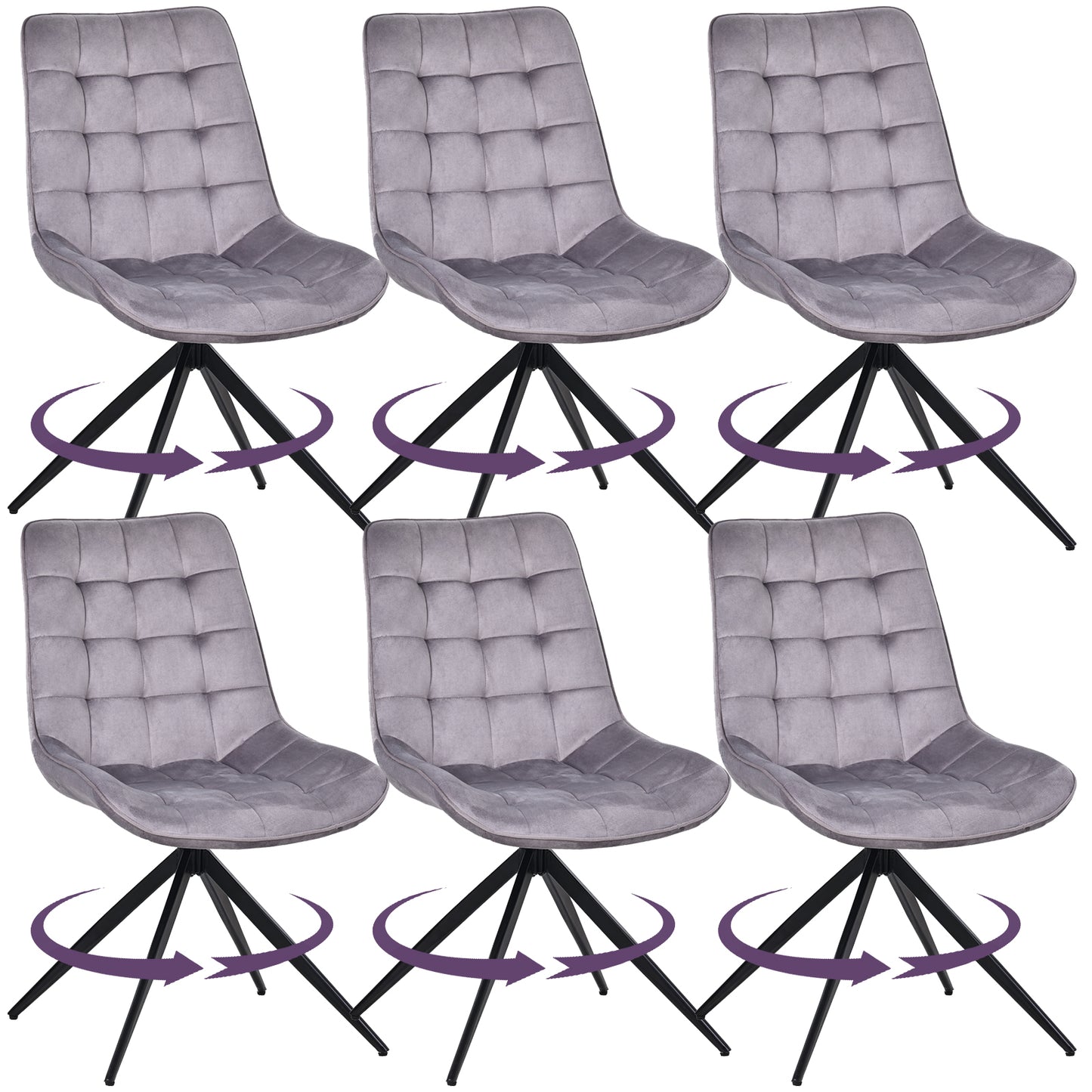 HOMAVO Set of 2 Modern Ergonomic Dining & Office Chairs – Comfortable 360° Swivel Chairs