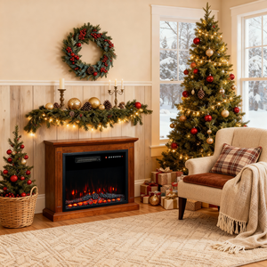 HOMAVO 18 in dark brown cabinet electric fireplace - image 1