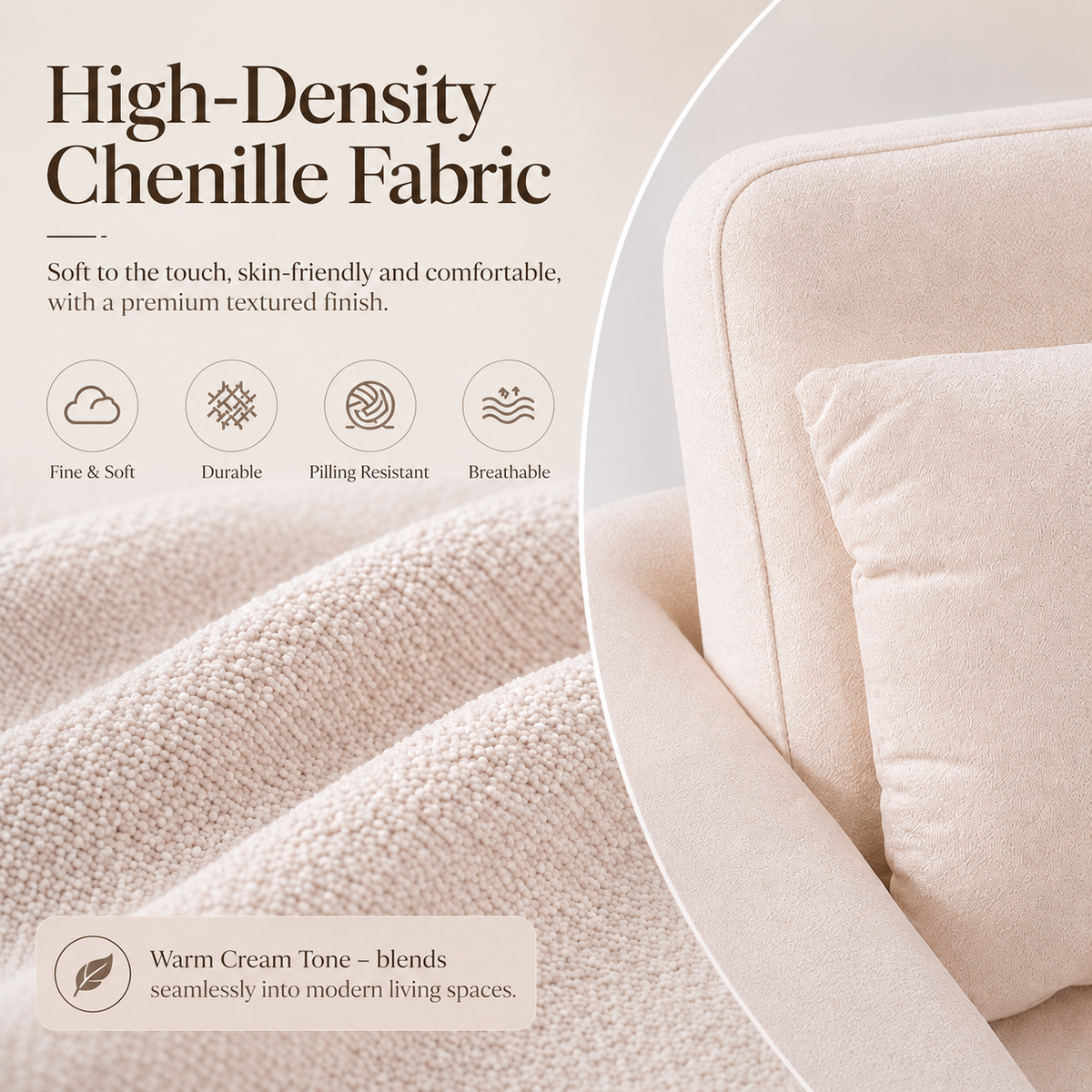 Modular Sectional Sofa with Hidden Storage & Chenille Upholstery