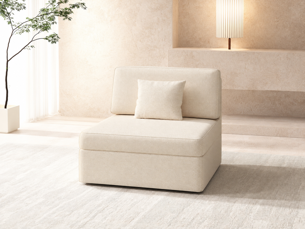 Modular L-Shaped Sleeper Sectional Sofa with Storage, Reversible Ottoman, Chenille Upholstery & Pillows – No Assembly Required
