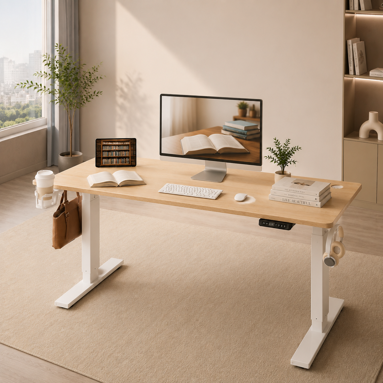 Electric Sit-Stand Desk with Memory Function, Anti-Collision Technology, USB/Type-C, Height 70-119cm