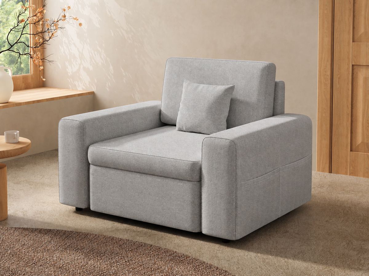 Modular L-Shaped Sleeper Sectional Sofa with Storage, Reversible Ottoman, Chenille Upholstery & Pillows – No Assembly Required