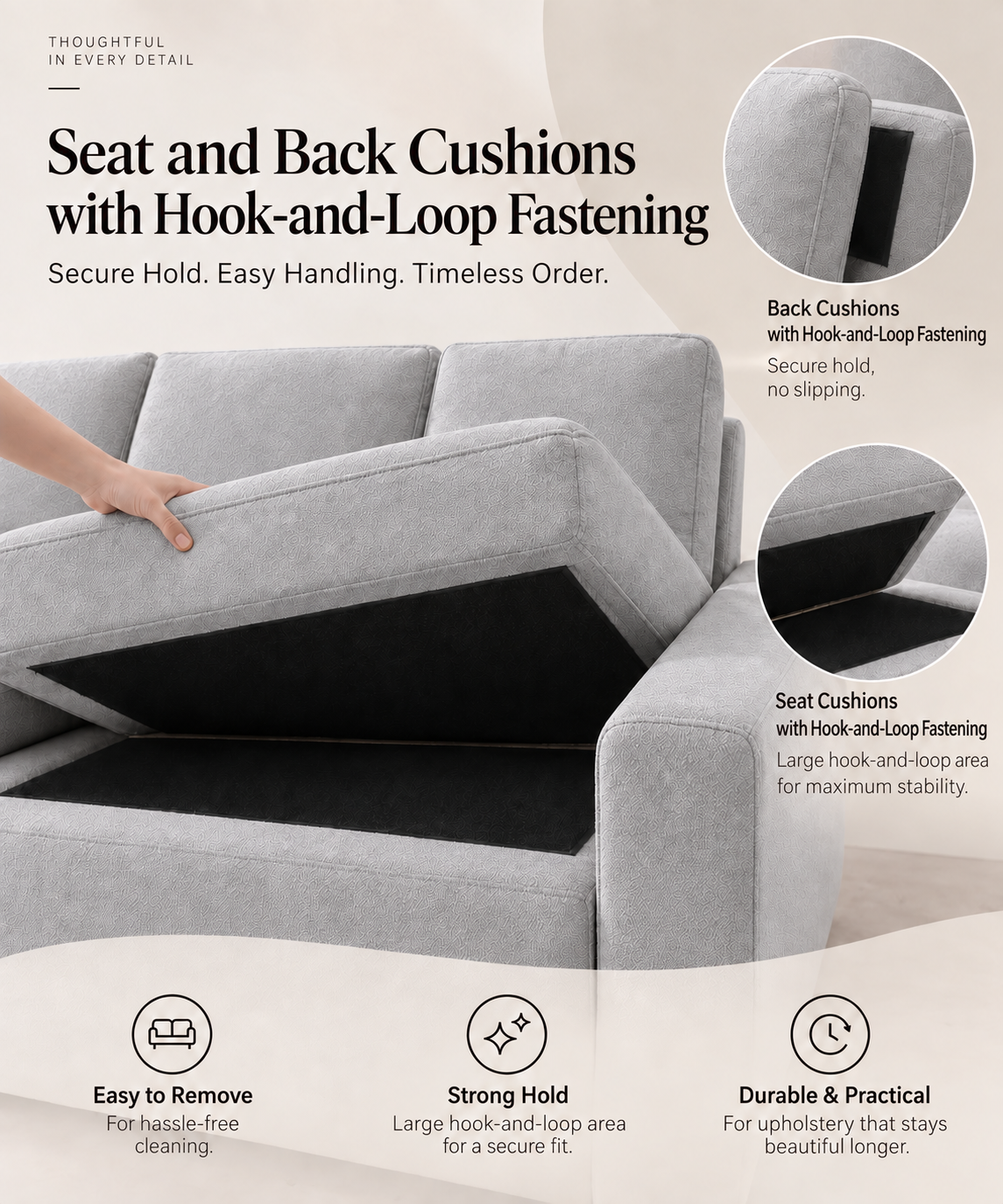 Modular Sectional Sofa with Hidden Storage & Chenille Upholstery