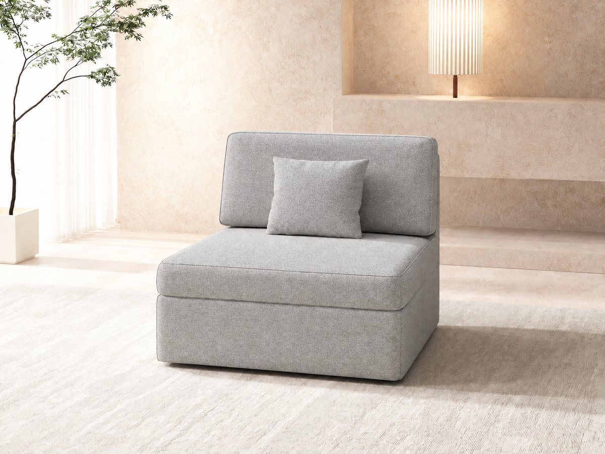 Modular L-Shaped Sleeper Sectional Sofa with Storage, Reversible Ottoman, Chenille Upholstery & Pillows – No Assembly Required