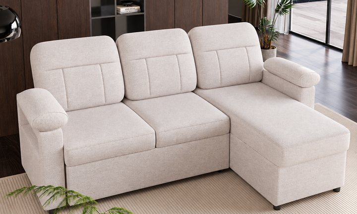 L-Shaped Sleeper Sofa with Reversible Chaise & Pull-Out Bed