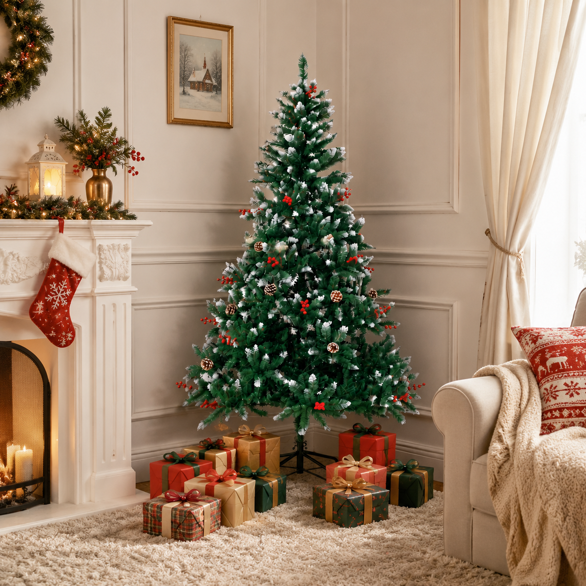 HOMAVO XMS-T2-150cm Artificial Christmas Tree – Christmas Tree 150cm, suitable for homes, gardens, shopping malls, hotels,  parties and other Christmas scenes.