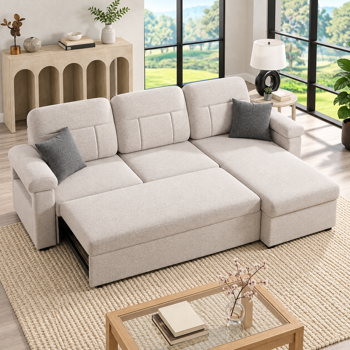L-Shaped Corner Sofa with Removable Cushions – 203 cm