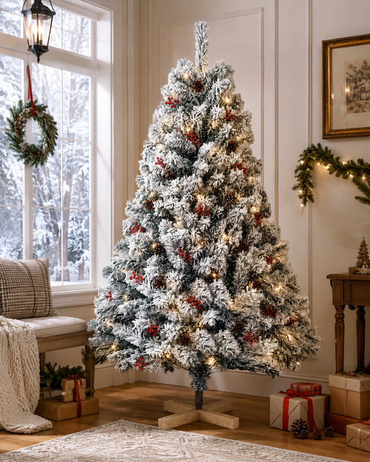 HOMAVO XMS-T1 150 cm Artificial Christmas Tree – 150 cm Christmas Tree with LED Lighting, Suitable for Homes, Gardens, Shopping Malls, Hotels, Parties and Other Christmas Settings