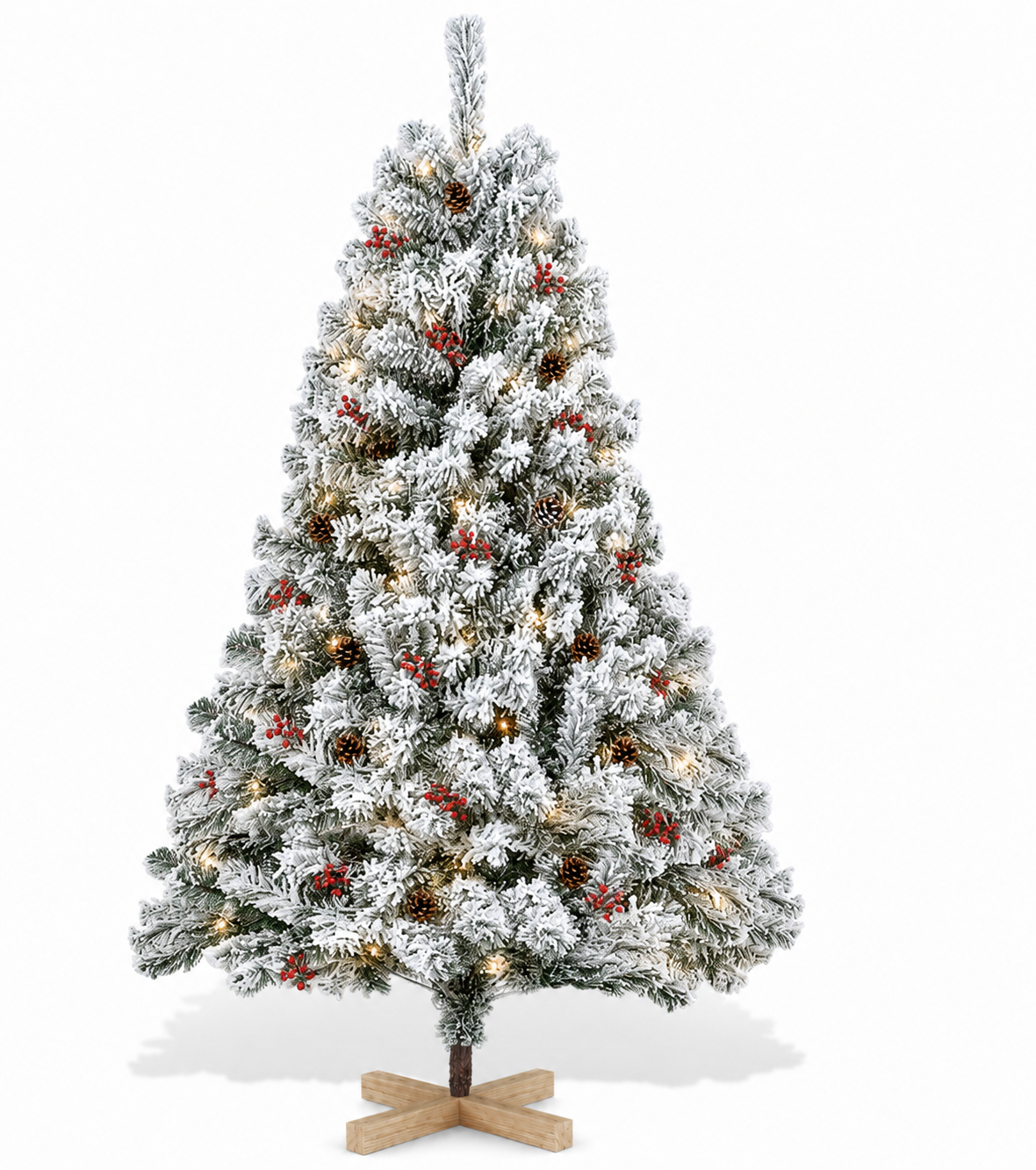 HOMAVO XMS-T1 150 cm Artificial Christmas Tree – 150 cm Christmas Tree with LED Lighting, Suitable for Homes, Gardens, Shopping Malls, Hotels, Parties and Other Christmas Settings