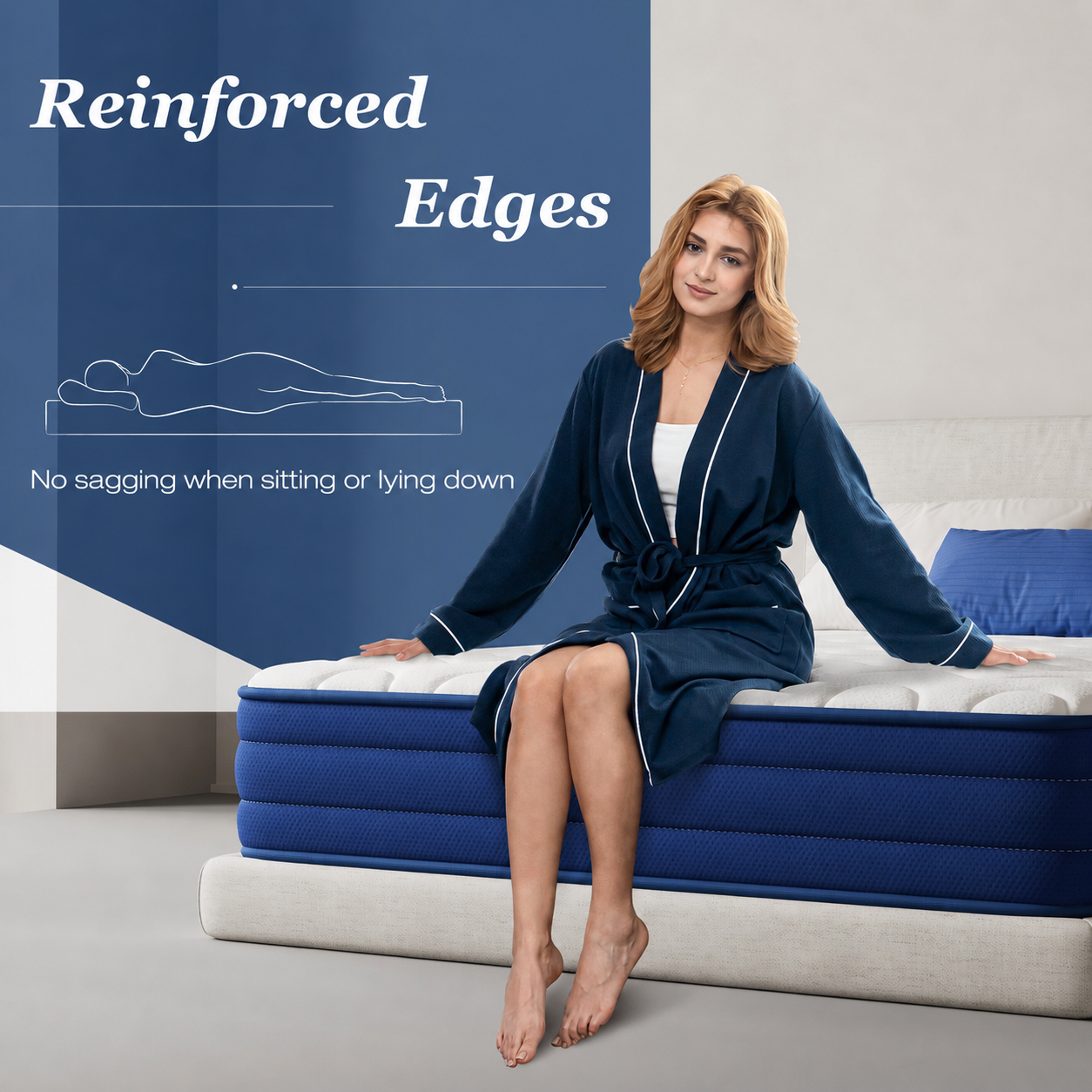 HOMAVO Pocket Spring Mattress – H3 Firm, 7-Zone Ergonomic Support, 22 cm Orthopedic Mattress, Hypoallergenic, Hotel-Style Comfort