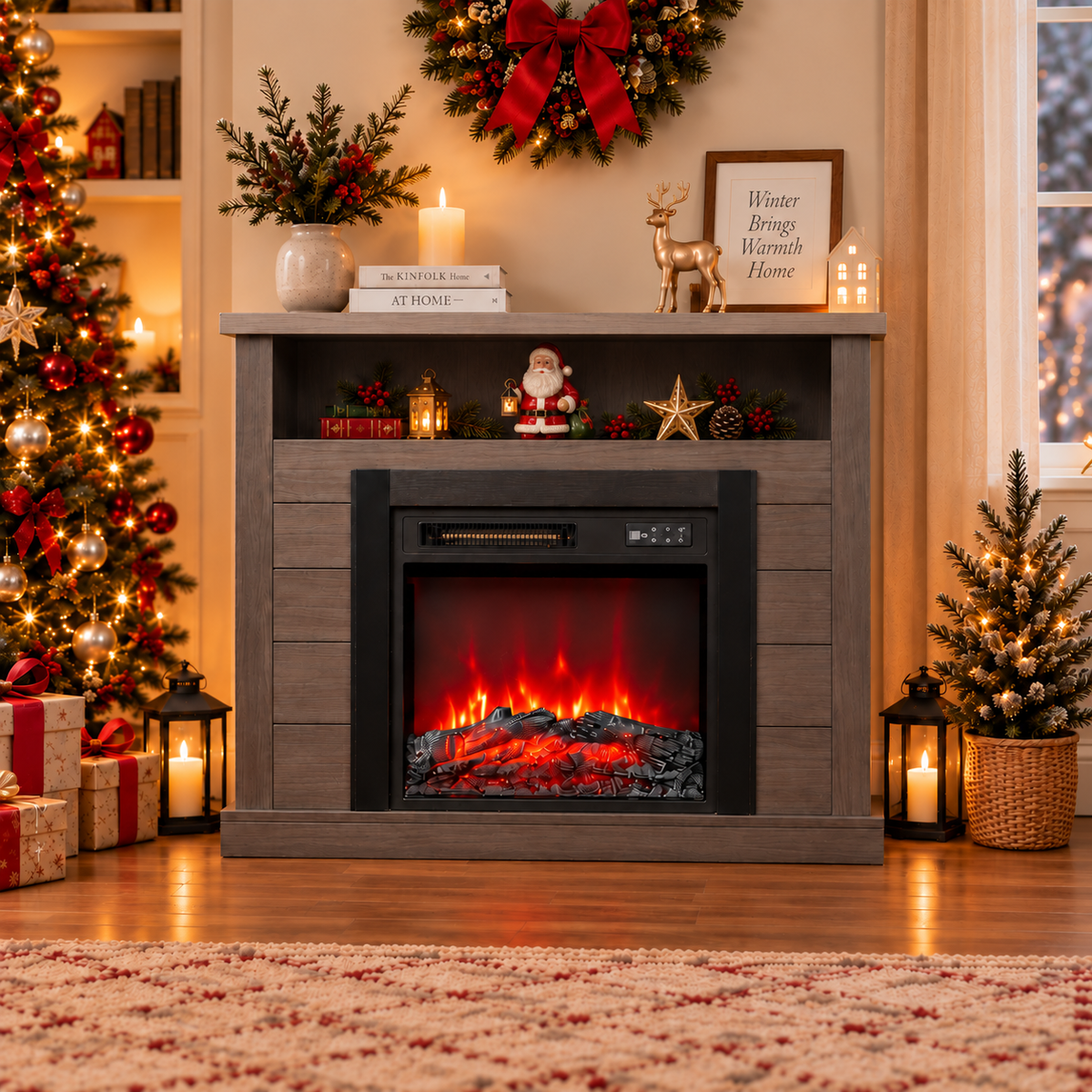 Electric Fireplace Cabinet with Remote Control — 14″ to 50″